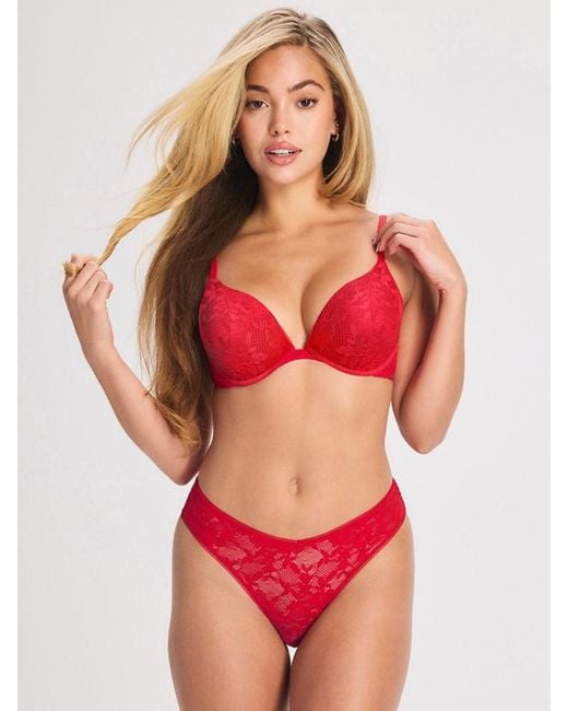Savage X Red Luxe Lace Cheeky Panty