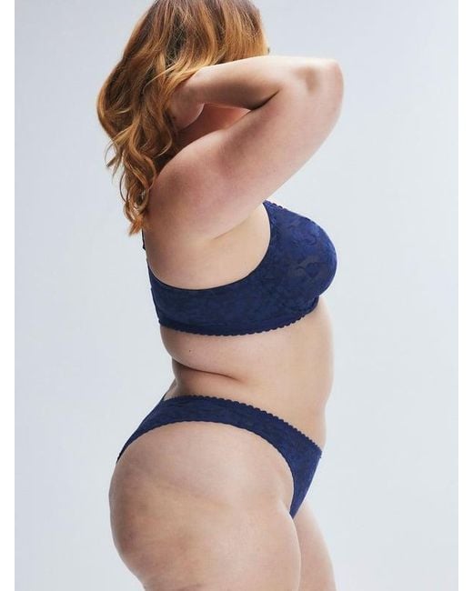 Savage X Blue Lavish Lace Unlined Plunge Bra