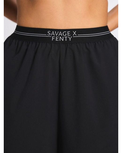 Savage X Blue Stretch Woven Logo Band Wide Leg Pant