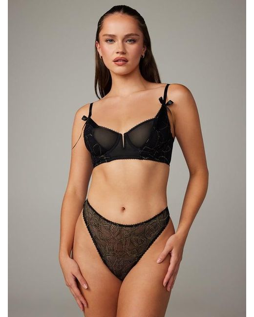 Savage X Black Peep Show Premiere Unlined Lace Balconette Bra