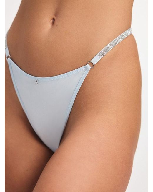 Savage X Blue Midnight Microfiber Rhinestone G-string Knickers
