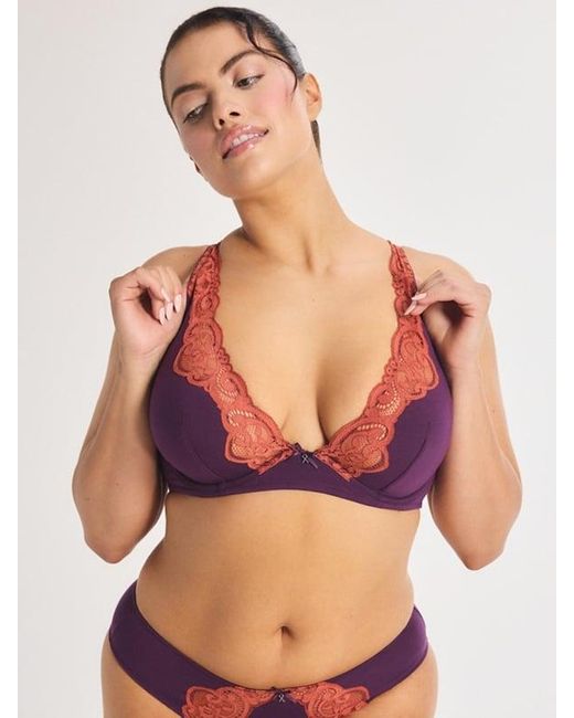 Savage X Purple Swirly Girly Unlined Plunge Bra