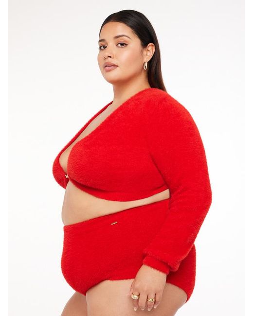 Savage X Red Fluff It Up Pj Crop Top