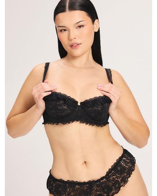 Savage X Black Roselace Unlined Balconette Bra