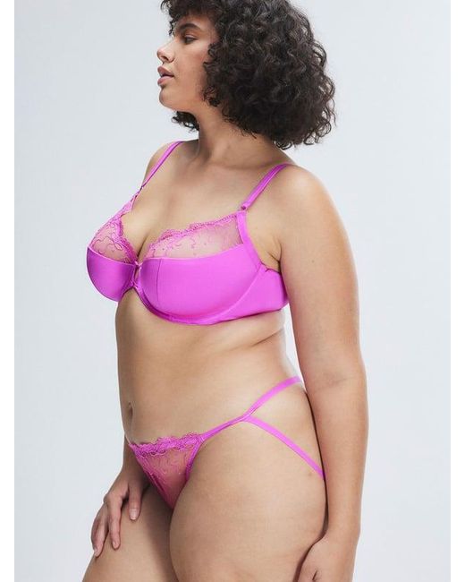 Savage X Purple Loveline Satin Half-cup Demi Bra