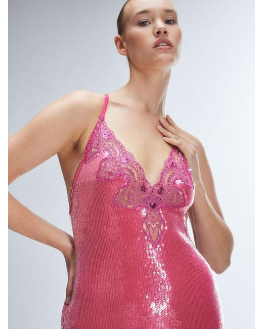 Savage X Pink Champagne On Ice Embellished Slip