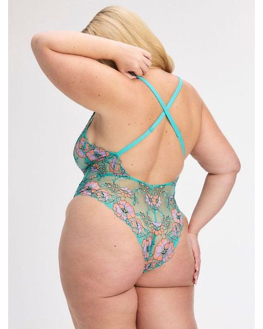 Savage X Blue Floral Trip Lace Teddy