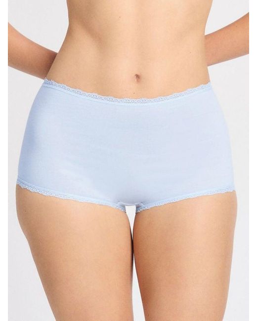 Savage X Blue Cotton Essentials Lace-trim Boy Short Knickers