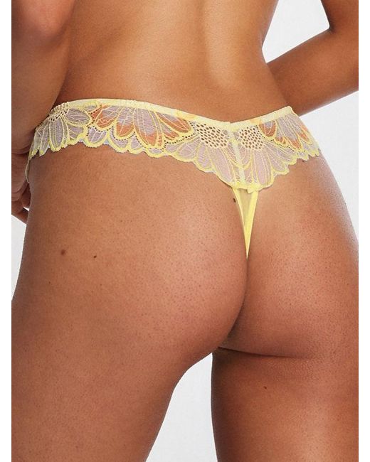 Savage X Orange Daisy Riot Lace Thong Panty