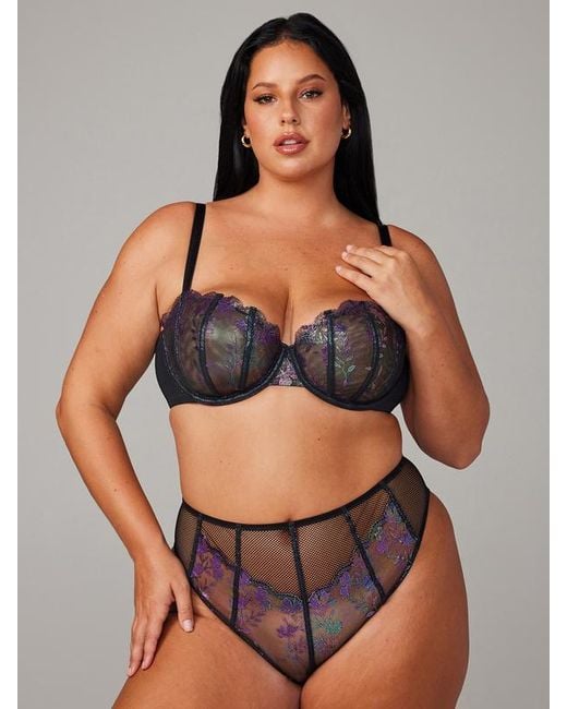 Savage X Black Midnight Sweat Unlined Embroidered Balconette Bra