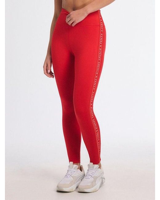 Savage X Red Supple Flex High-waist Side Logo Band Legging