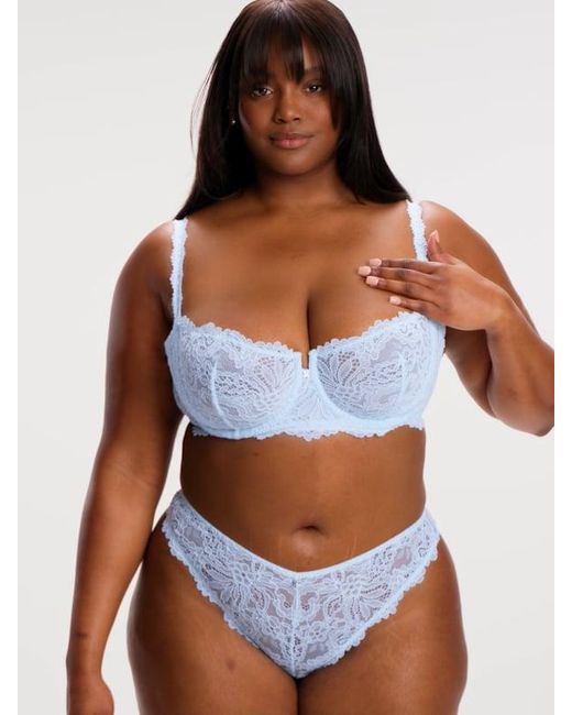 Savage X Blue Romantic Corded Lace Unlined Balconette Bra