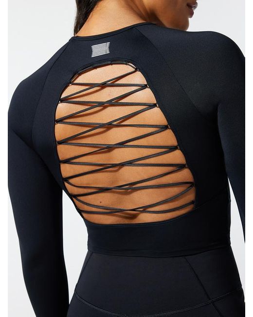 Savage X Blue Lace Up Open-back Long-sleeve Top