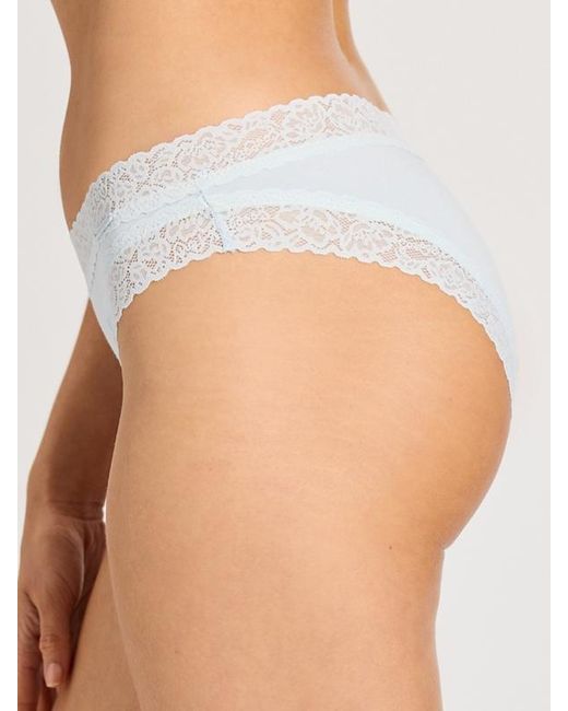 Savage X White Cotton Essentials Classic Lace-trim Cheeky Knickers