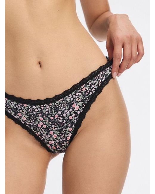 Savage X Natural Cotton Essentials Lace-trim Mid-rise Thong Panty
