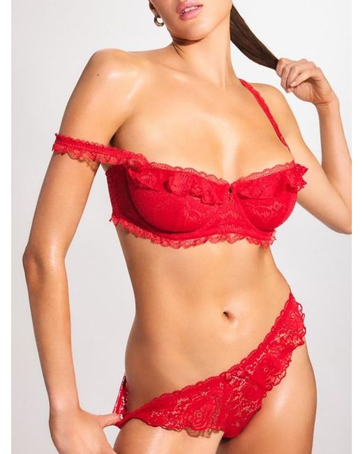Savage X Red Roselace Unlined Balconette Bra
