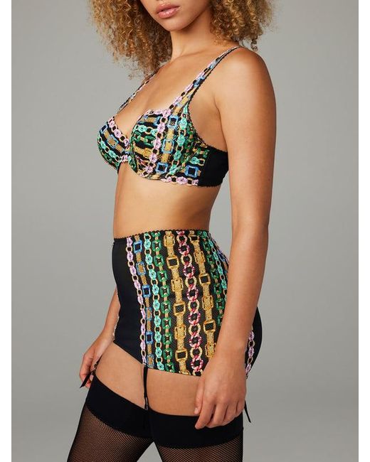 Savage X Green Chained In Lace Suspender Skirt