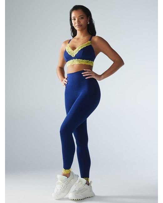 Savage X Blue Hotline Lace-trimmed High-waist Leggings