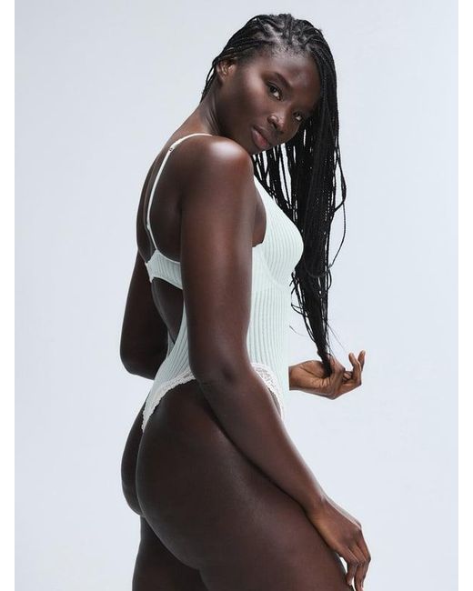 Savage X White Always En Pointe Underwire Thong Teddy