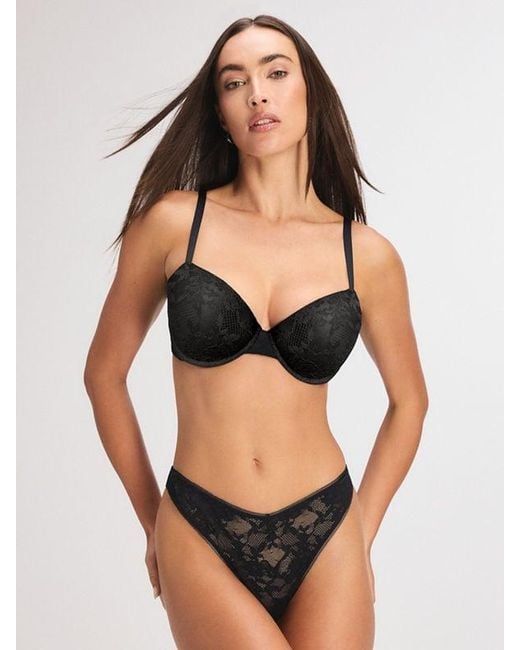 Savage X Black Luxe Lace Thong Panty