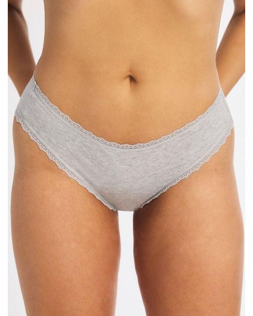 Savage X Gray Cotton Essentials Lace-trim Cheeky Knickers