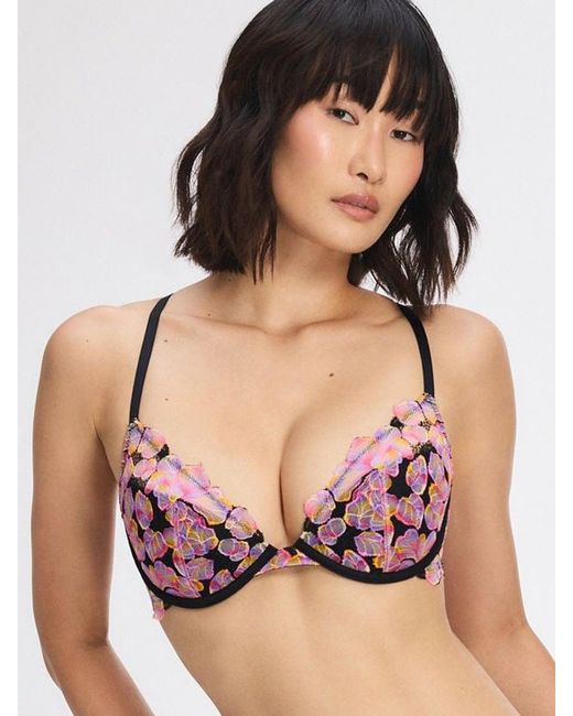 Savage X Pink Sun Tide Floral Lace Padded Plunge Bra
