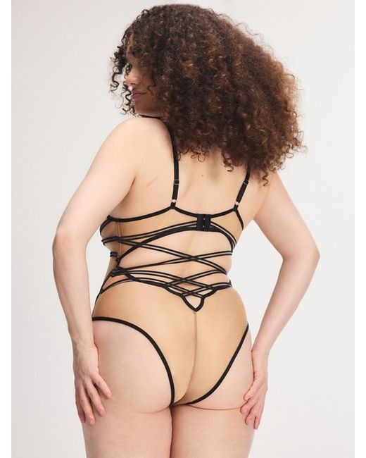 Savage X Natural Strappy Hour Striped Teddy