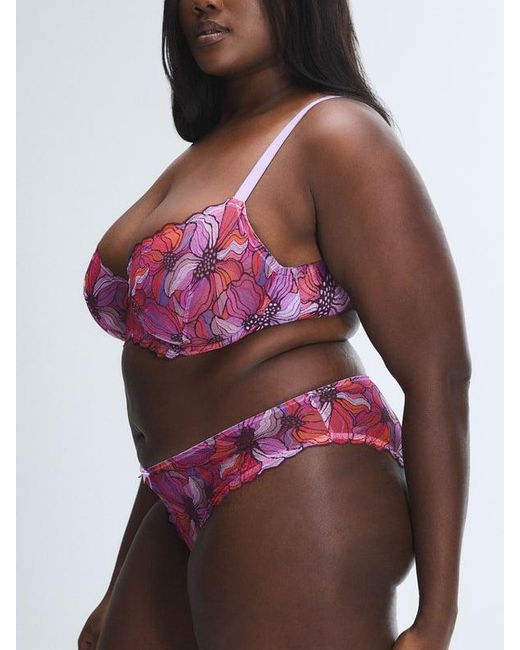 Savage X Pink Mosaic Floral Lace Unlined Demi Bra