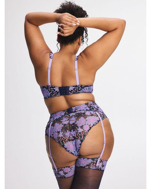 Savage X Purple Fleur Fantasy Lace Garter Belt