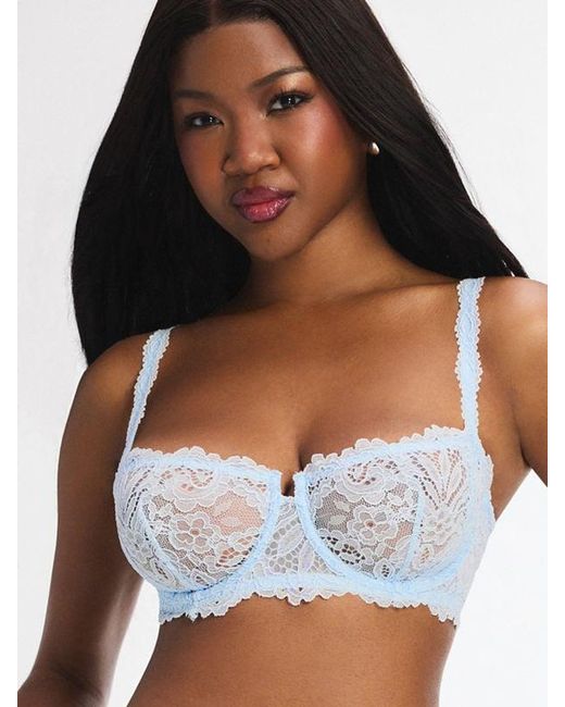 Savage X Blue Romantic Corded Lace Unlined Balconette Bra