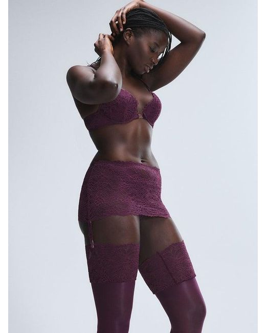 Savage X Purple Romantic Corded Lace Garter Skirt