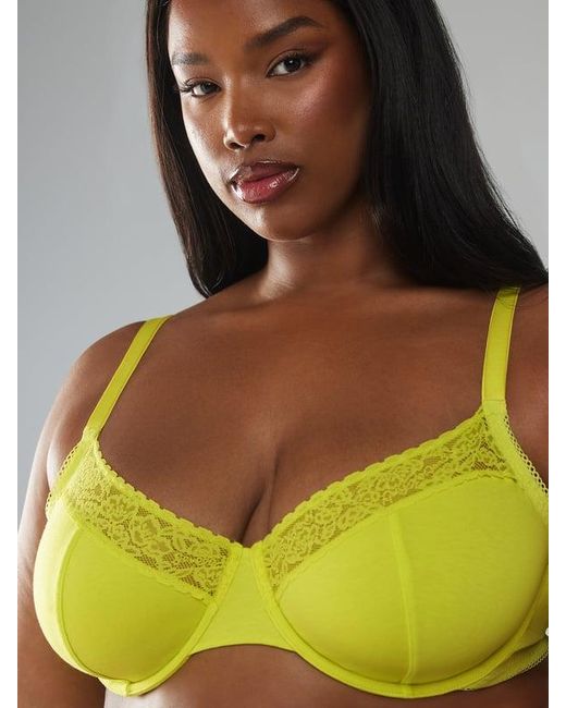 Savage X Green Cotton Essentials Lace-trim Unlined Bra
