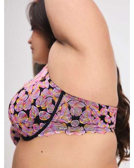 Savage X Pink Sun Tide Floral Lace Padded Plunge Bra
