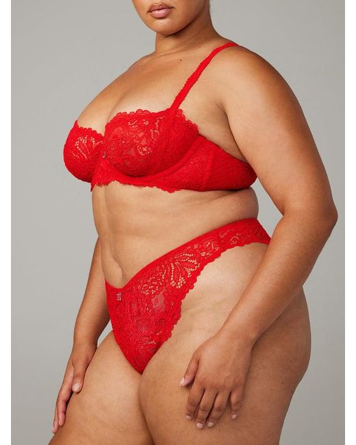Savage X Red Romantic Corded Lace Brazilian Knickers