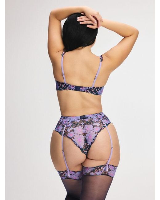 Savage X Purple Fleur Fantasy Lace Garter Belt