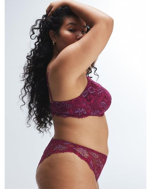 Savage X Red Romantic Corded Lace Metallic Padded Demi Bra