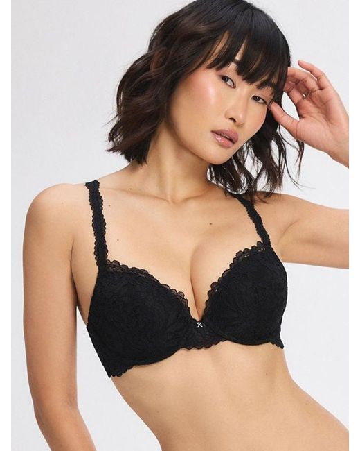 Savage X Black Romantic Corded Lace Padded Demi Bra