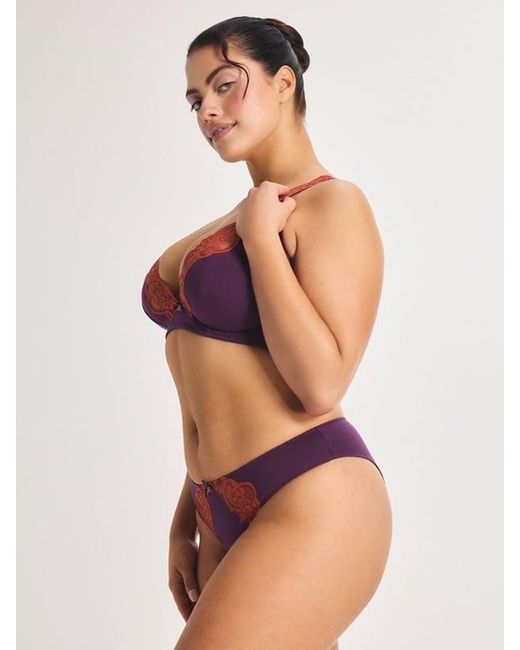 Savage X Purple Swirly Girly Unlined Plunge Bra