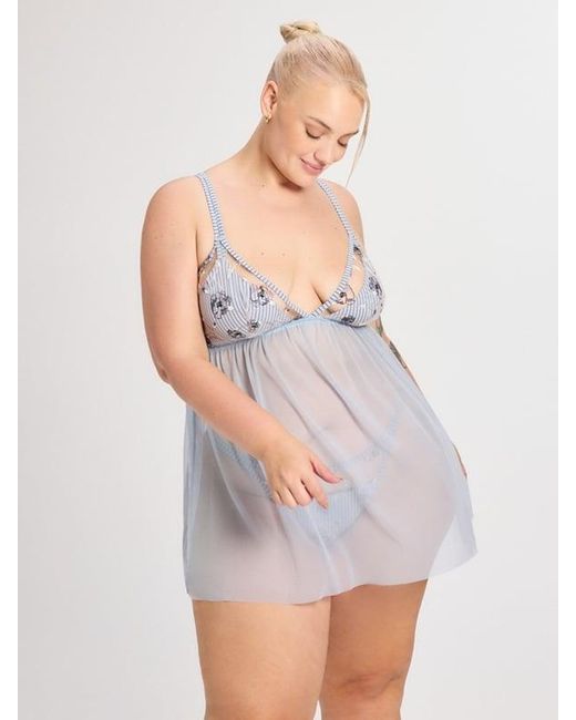 Savage X White Bossy Posse Babydoll Slip Dress