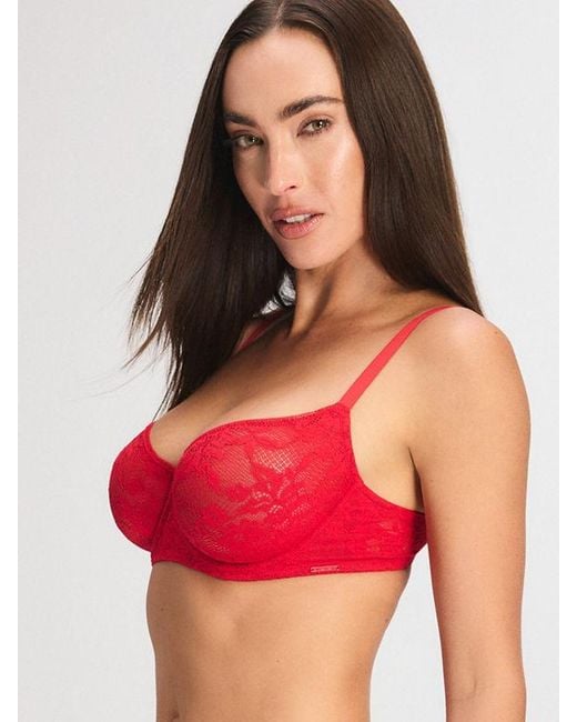 Savage X Red Luxe Lace Unlined Low-cut Balconette Bra
