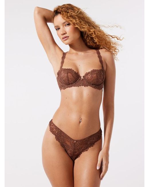 Savage X Brown Romantic Corded Lace Unlined Balconette Bra