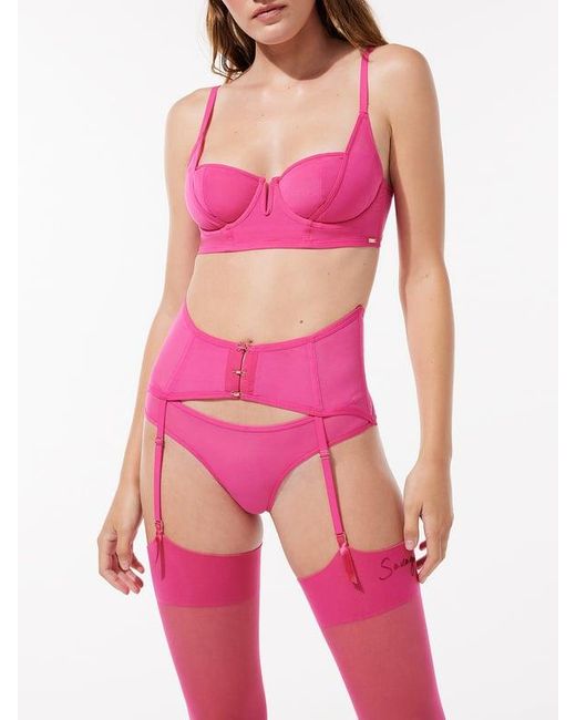 Pink suspender belt online