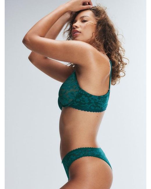 Savage X Blue Lavish Lace Unlined Plunge Bra