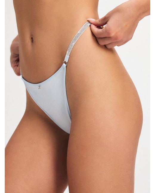 Savage X Blue Midnight Microfiber Rhinestone G-string Knickers