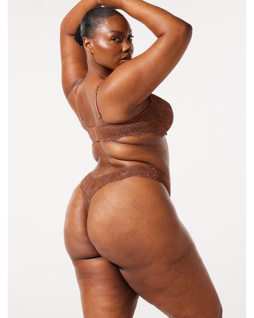 Savage X Brown Romantic Corded Lace Padded Demi Bra