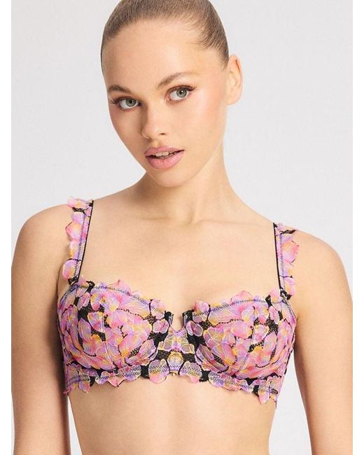 Savage X Pink Sun Tide Floral Lace Unlined Balconette Bra