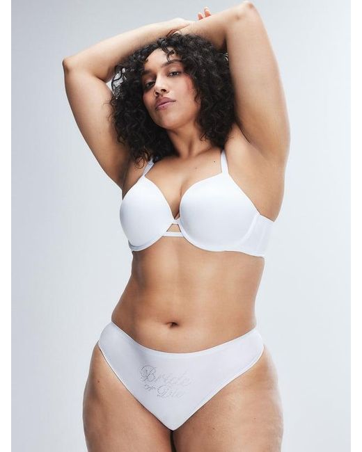 Savage X White New Microfiber Bridal Thong Panty