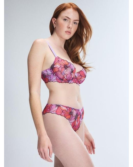 Savage X Pink Mosaic Floral Lace Cheeky Knickers