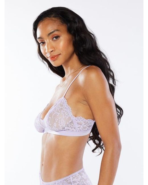 Savage X Brown Floral Lace & Mesh Bralette