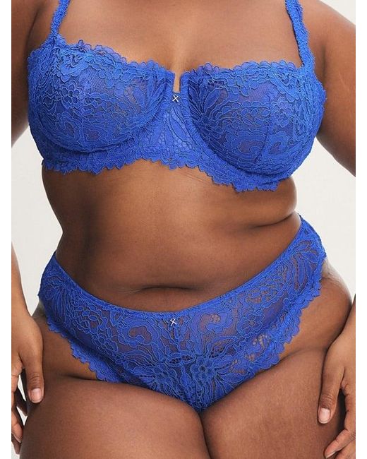 Savage X Blue Romantic Corded Lace Brazilian Knickers